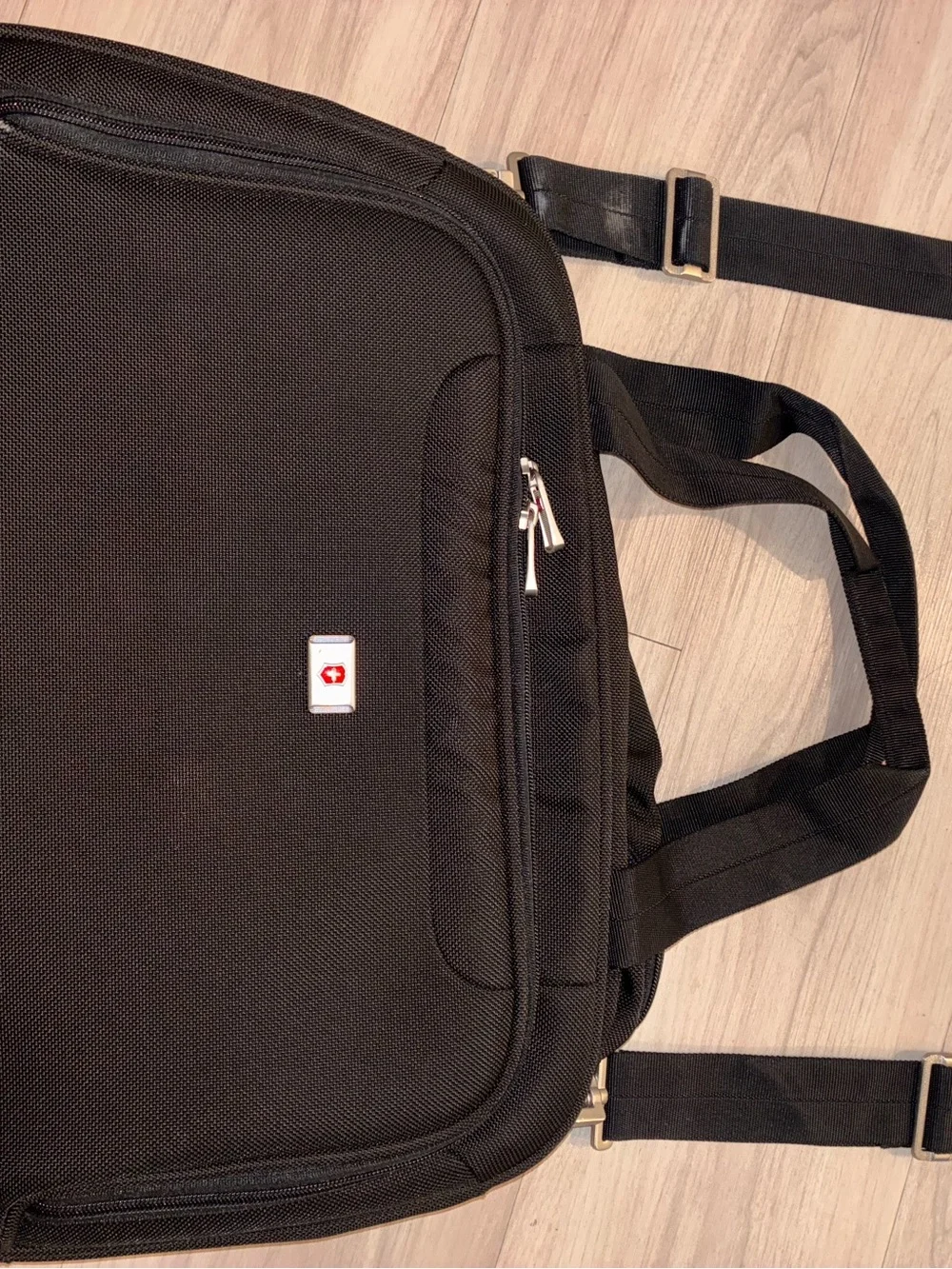 Victorinox SwissGear Black Laptop Briefcase with Red Logo Accent